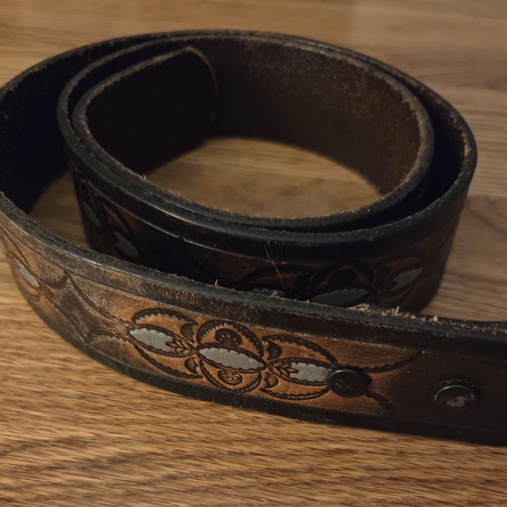 Black and Brown Western Leather Belt Strap
